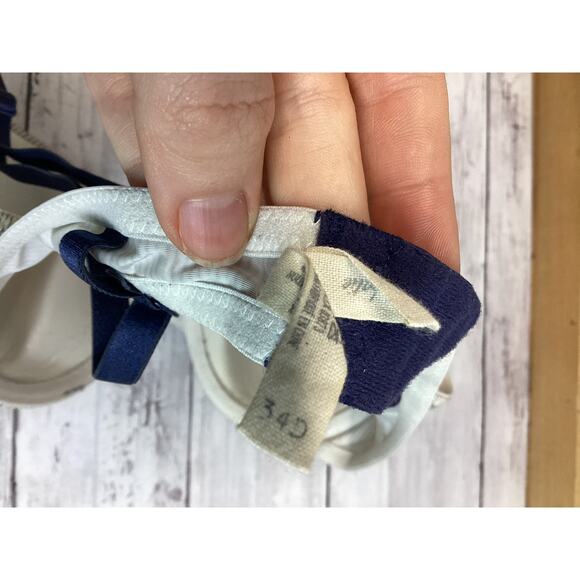 Aerie Women Katie Bra Size 34D Blue White Stripes Dot Print Lightly Lined - Picture 5 of 5